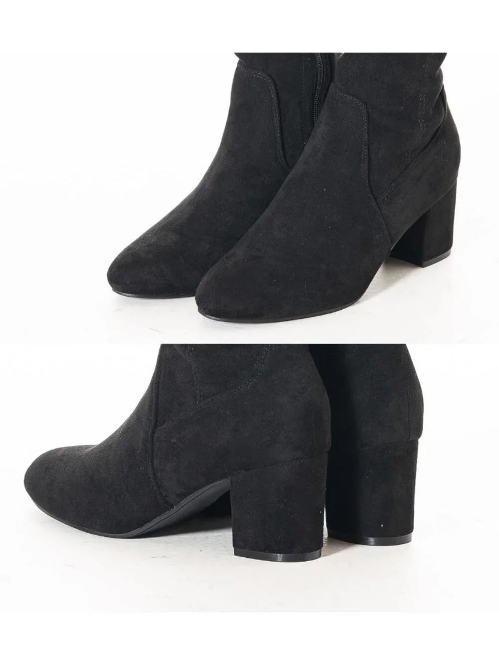 Stylish Over the Knee Suede Boots - Black Thigh High, Chunky 2